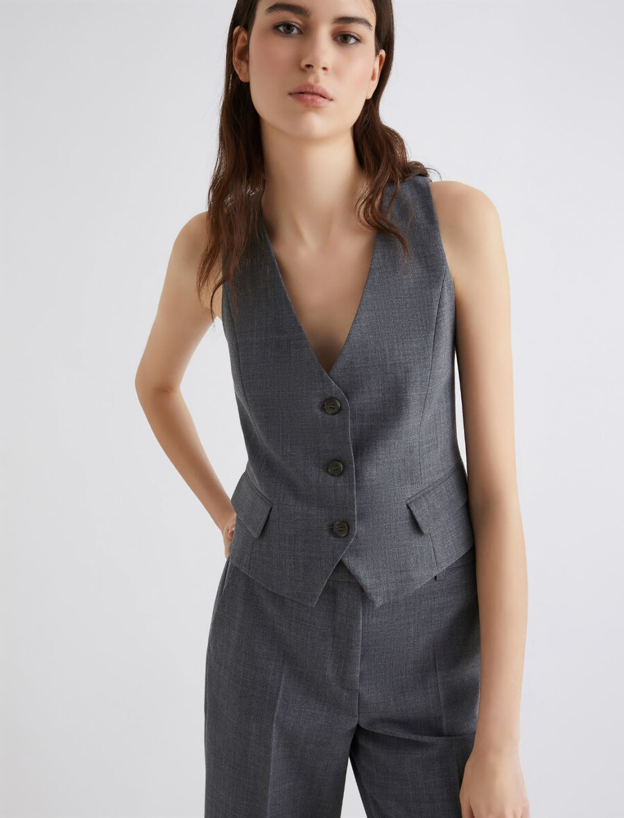 gilet en laine mélangée - gris mÉlange