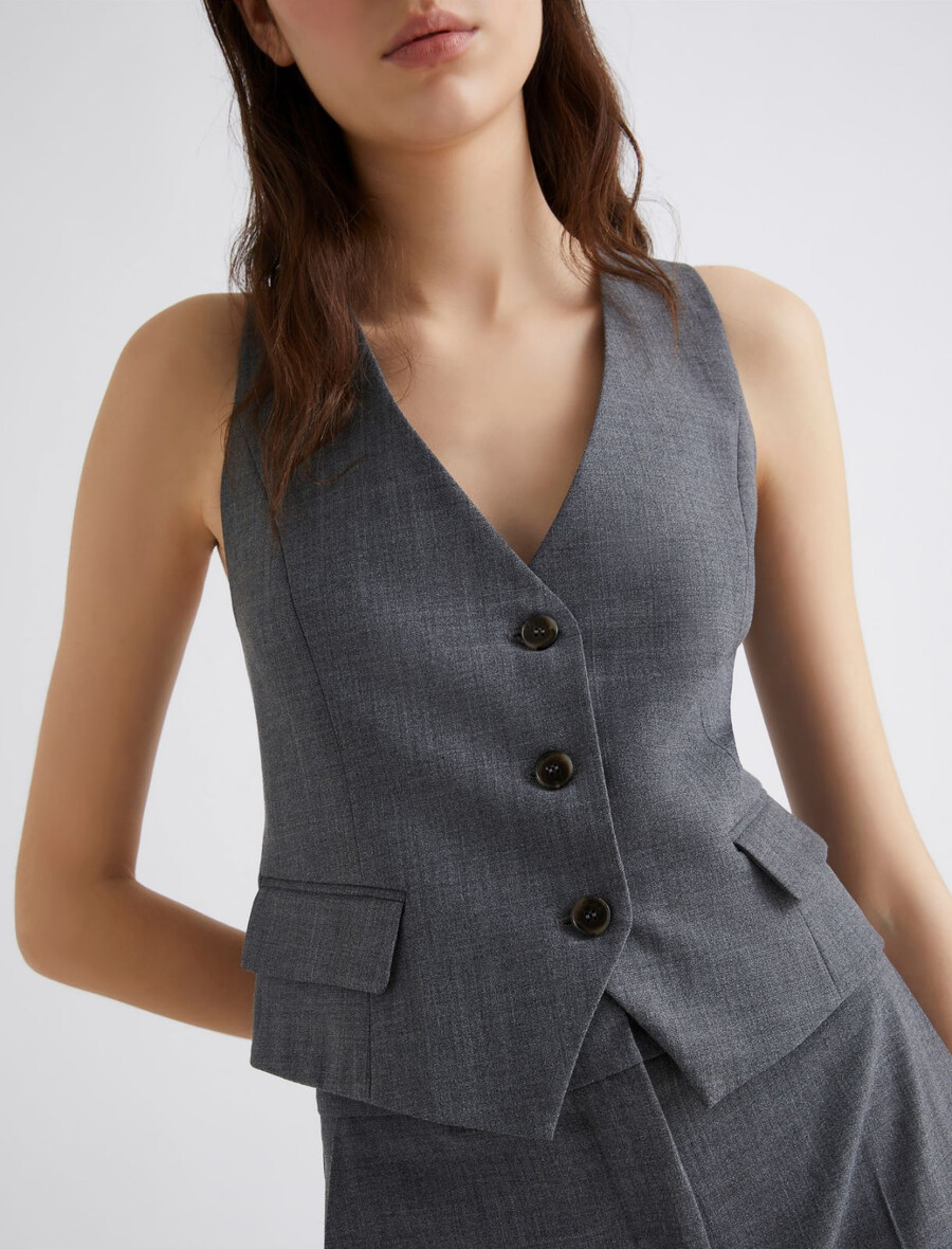 gilet en laine mélangée - gris mÉlange