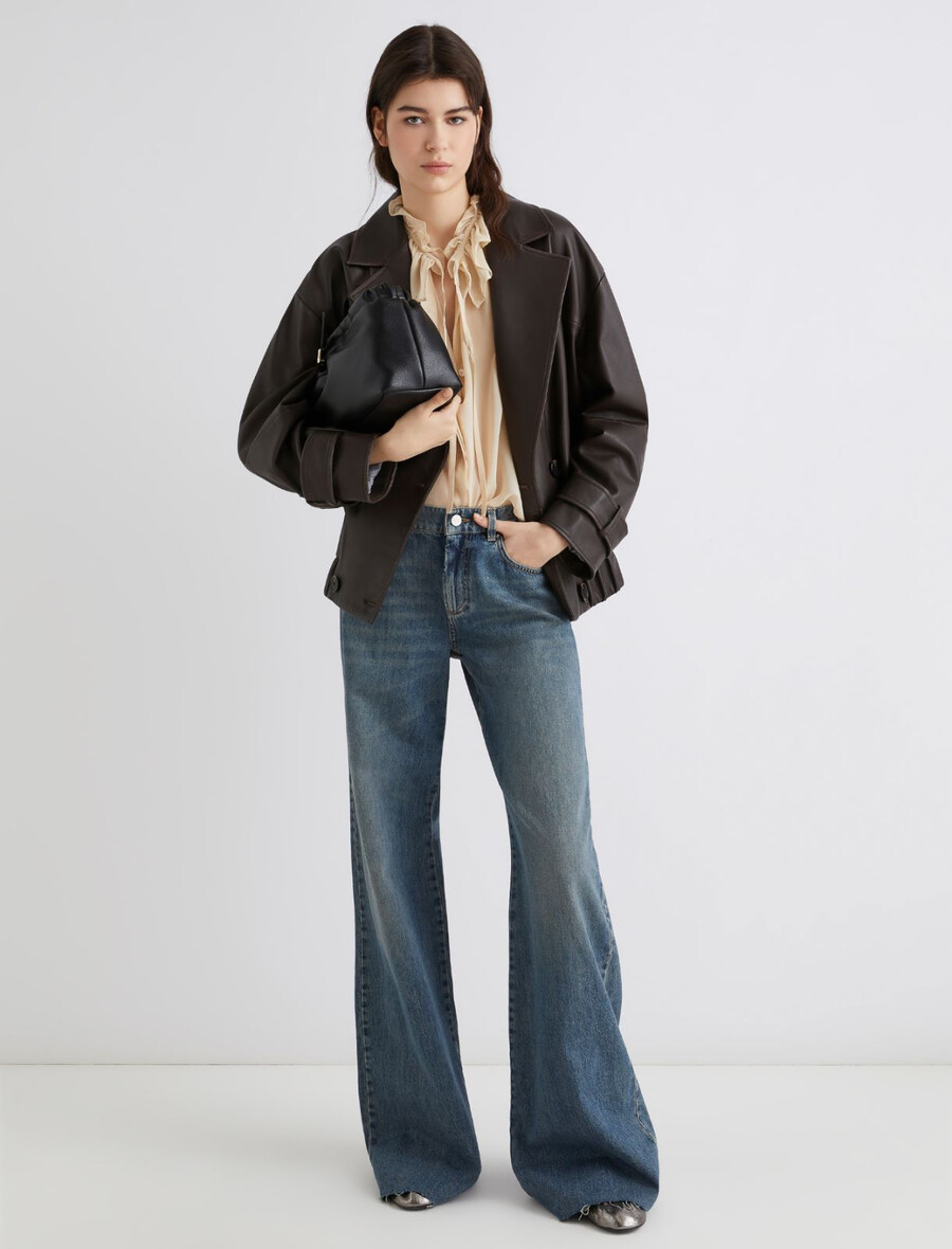 caban en cuir - marron