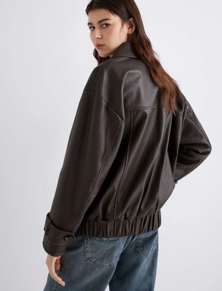 caban en cuir - marron