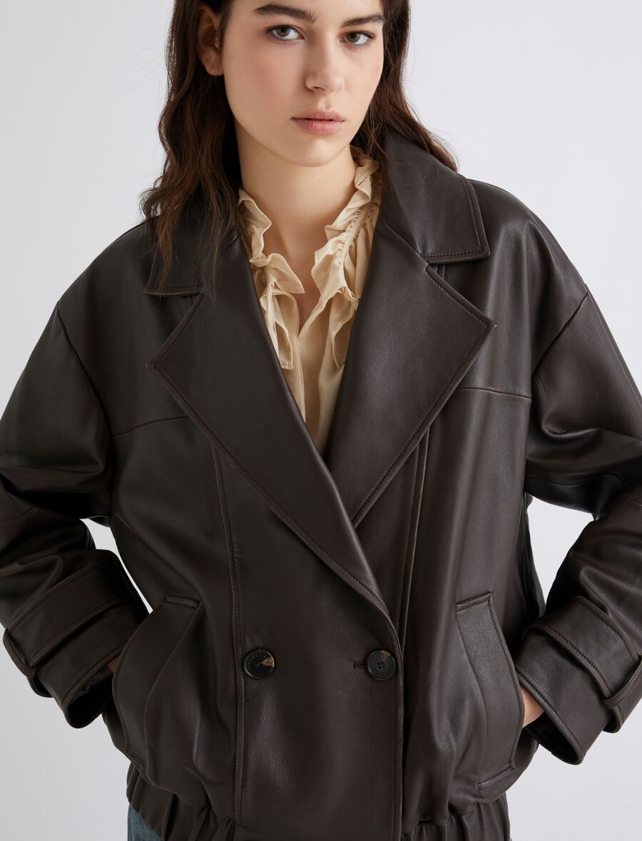 caban en cuir - marron