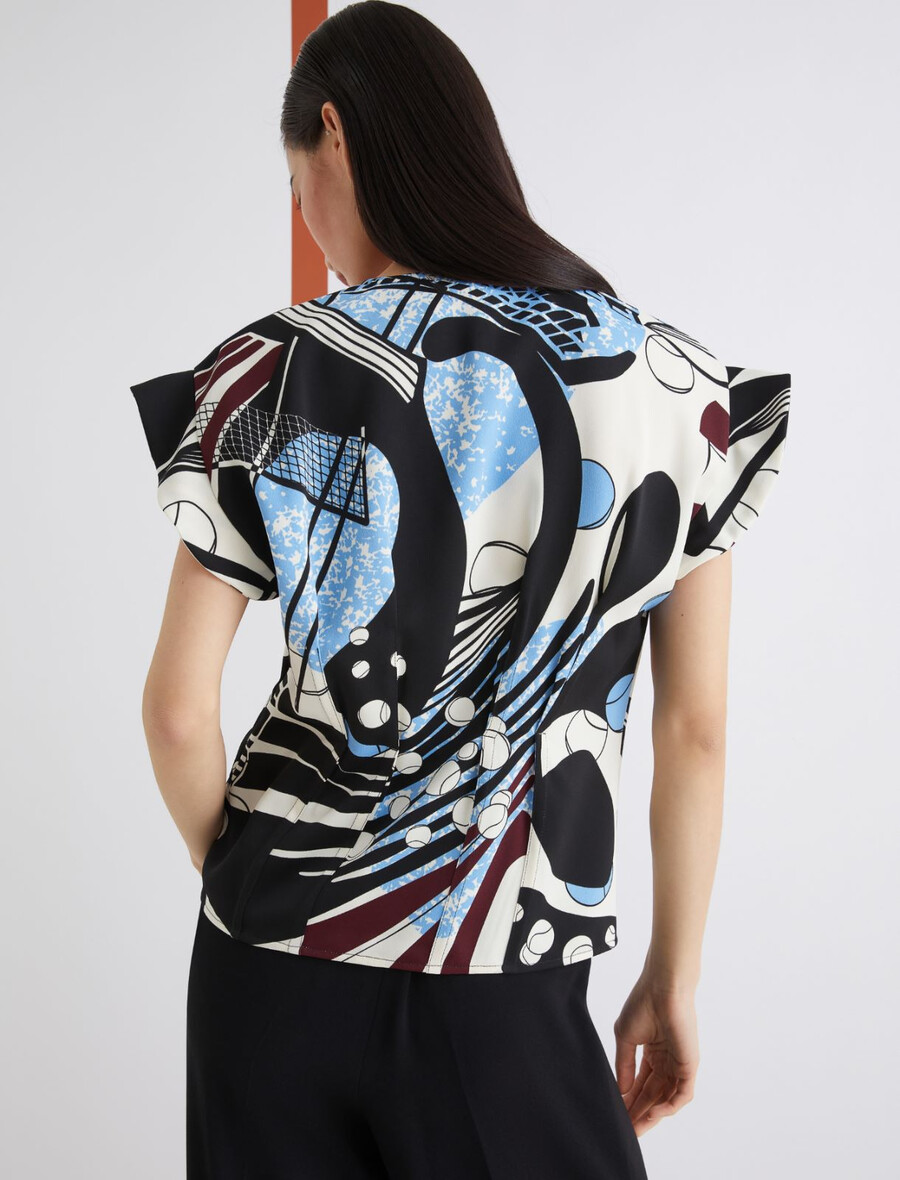 chemisier en satin imprimé - laine blanc