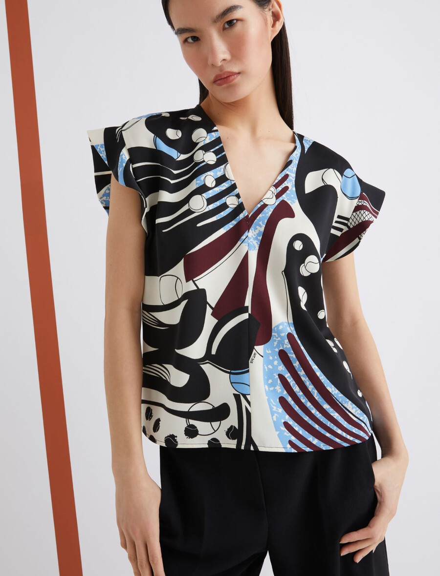 chemisier en satin imprimé - laine blanc