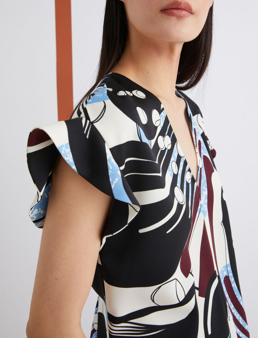 chemisier en satin imprimé - laine blanc