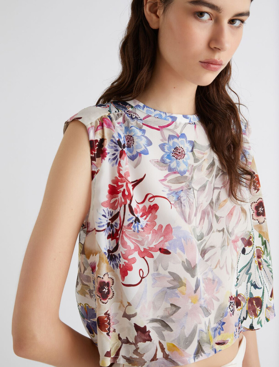 crop top en soie - rose